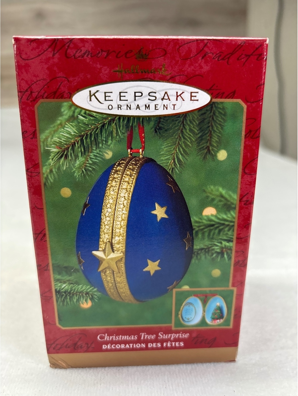 Hallmark Keepsake Ornament Christmas Tree Surprise Pine Porcelain 2000